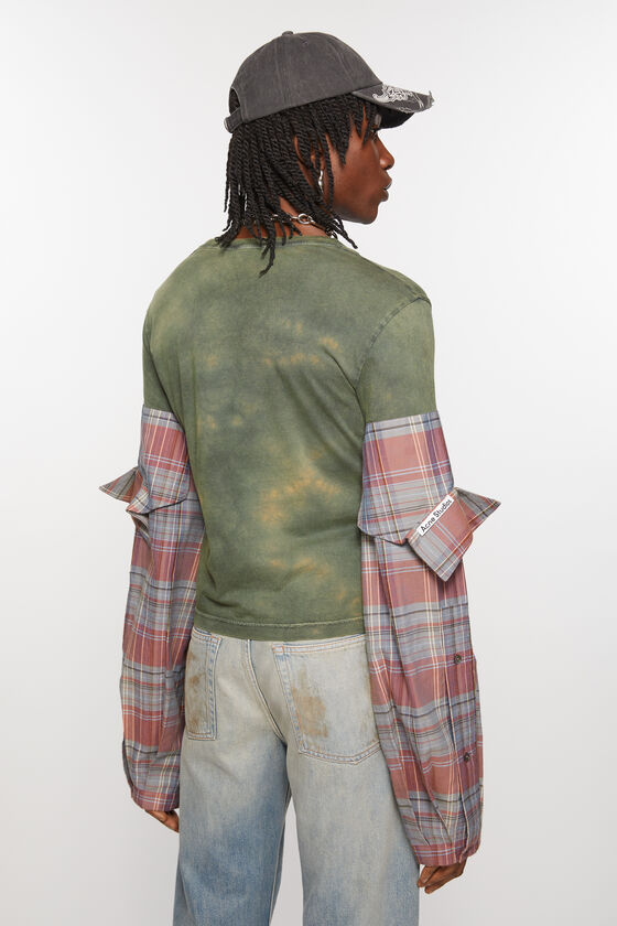 (image for) Popular T-shirt constructed flannel sleeves